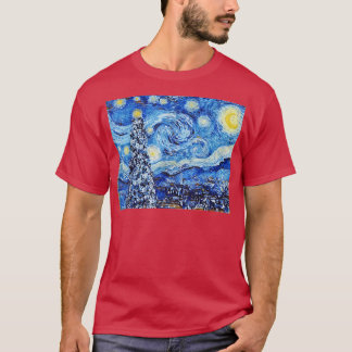 Van Gogh Starry NightWhite Christmas Winter  T-Shirt