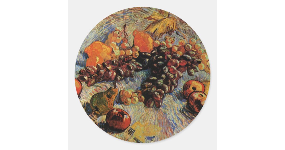 Van Gogh; Still Life Apples, Pears, Lemons, Grapes Classic Round ...