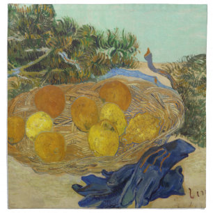 Van Gogh Still Life of Oranges Lemons Blue Gloves Cloth Napkin