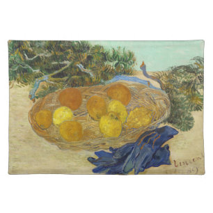 Van Gogh Still Life of Oranges Lemons Blue Gloves Cloth Placemat