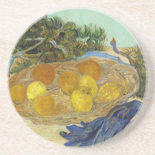 Van Gogh Still Life of Oranges Lemons Blue Gloves Coaster