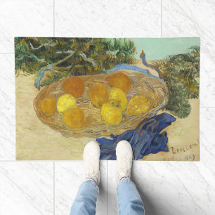 Van Gogh Still Life of Oranges Lemons Blue Gloves Doormat