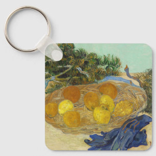 Van Gogh Still Life of Oranges Lemons Blue Gloves Keychain