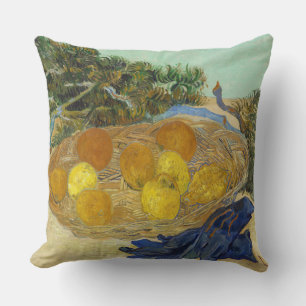 Van Gogh Still Life of Oranges Lemons Blue Gloves Throw Pillow