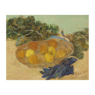 Van Gogh Still Life of Oranges Lemons Blue Gloves Wood Wall Art