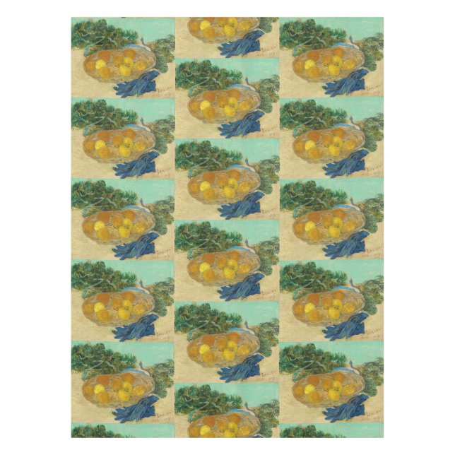 Van Gogh Still Life Oranges Lemons Blue Gloves Tablecloth (Front)