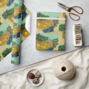 Van Gogh Still Life Oranges Lemons Blue Gloves Wrapping Paper