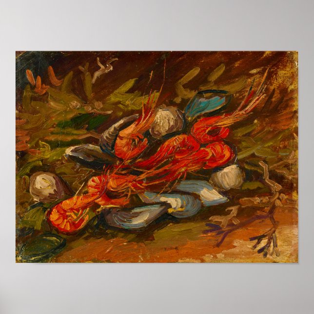 Van Gogh Still Life Prawns and Other Mussels  Poster (Front)