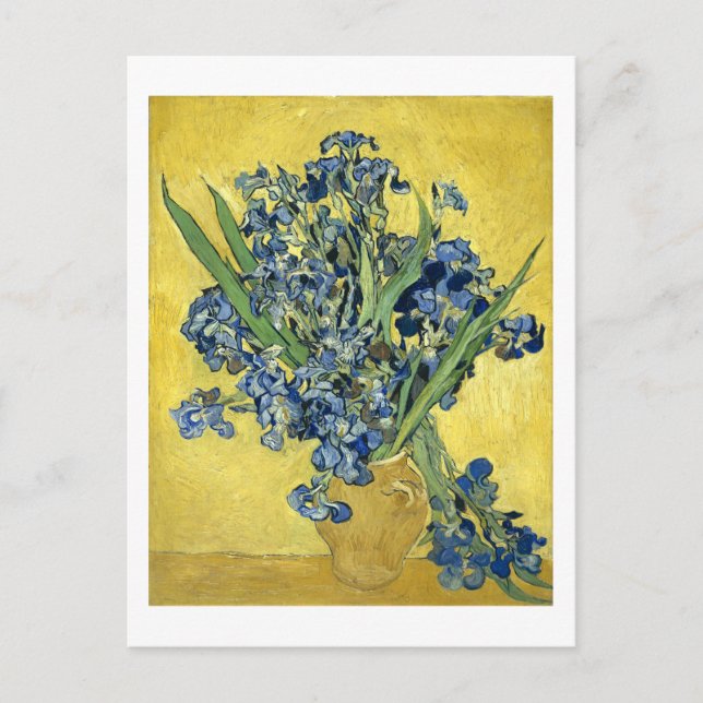 Van Gogh Still Life Vase, Irises (F678) Fine Art Postcard (Front)