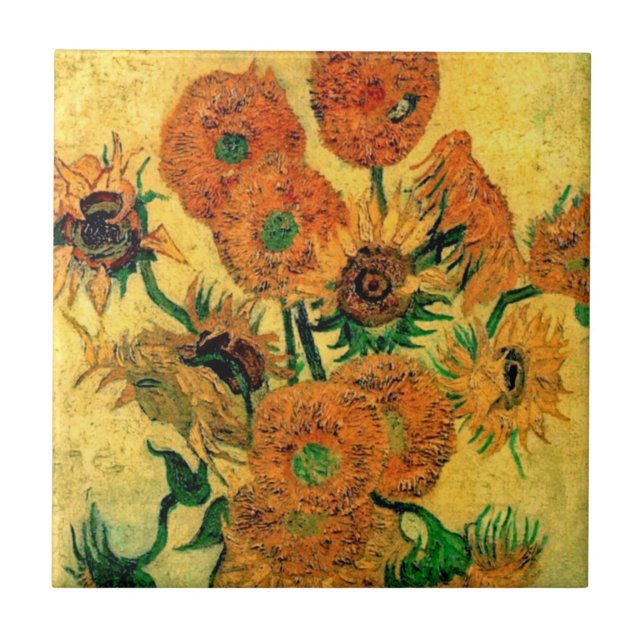 Van Gogh - Still Life Vase With Fifteen Sunflowers Ceramic Tile (Front)