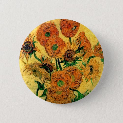 Van Gogh _ Still Life Vase With Fifteen Sunflowers Pinback Button