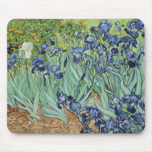 Van Gogh Still Life: Vase with Irises Mouse Pad (Front)