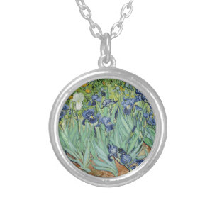 Van Gogh Still Life: Vase with Irises Silver Plated Necklace