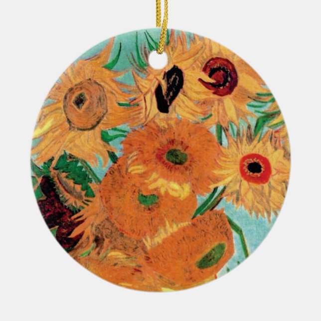 Van Gogh - Still Life Vase With Twelve Sunflowers Ceramic Ornament (Front)