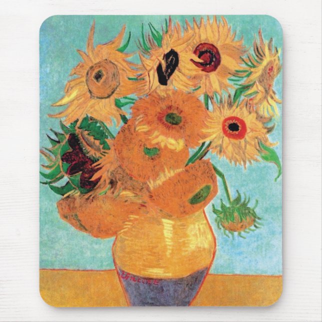 Van Gogh - Still Life Vase With Twelve Sunflowers Mouse Pad (Front)