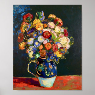 Van Gogh Still Life Vase with Zinnias Poster