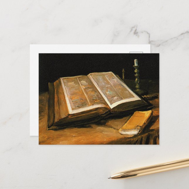 Van Gogh - Still Life with Bible Postcard (Front/Back In Situ)