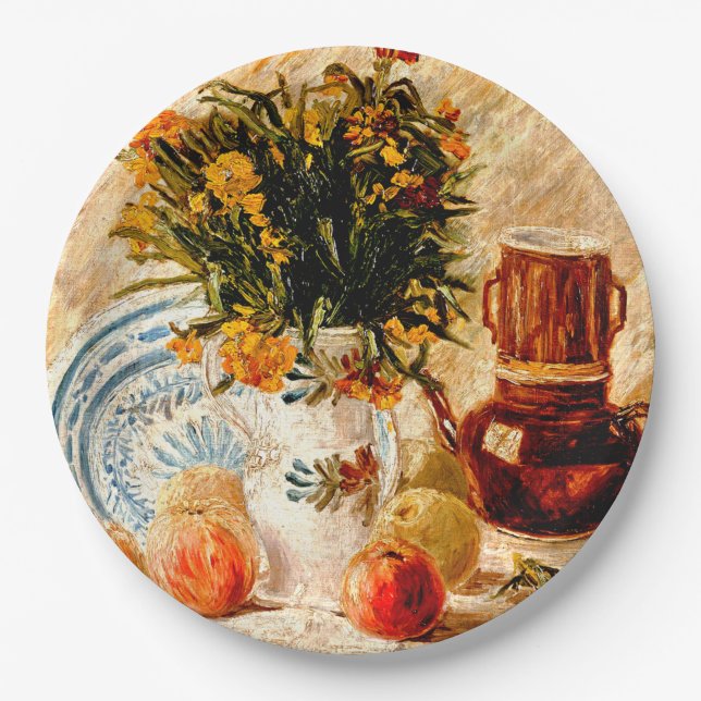 Van Gogh - Still Life with Coffee Pot and Flowers Paper Plates (Front)