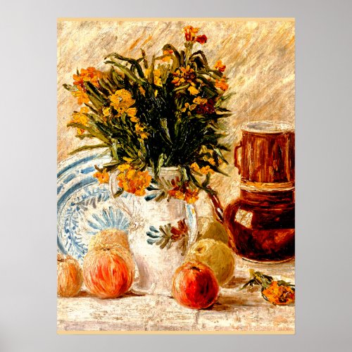 Van Gogh _ Still Life with Coffee Pot and Flowers Poster