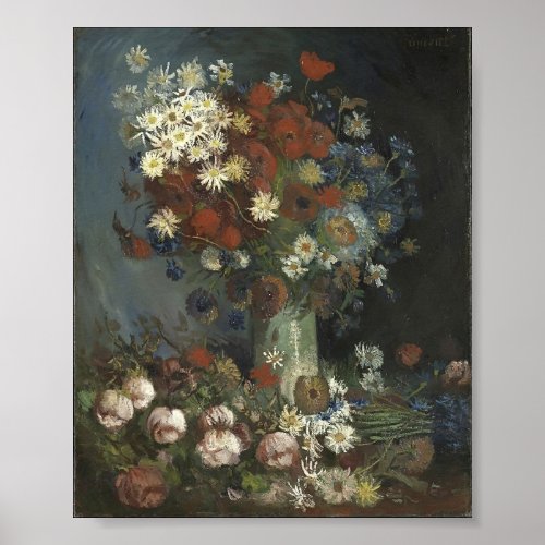 Van Gogh_ Still life with meadow flowers and roses Poster