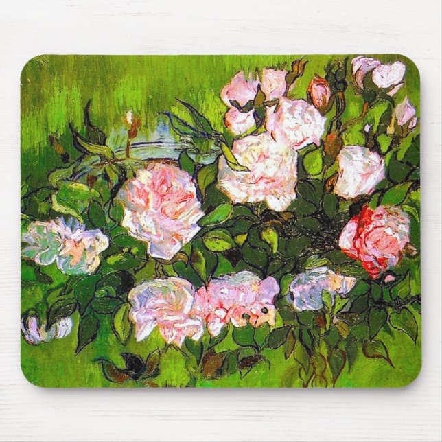 Van Gogh Still Life with Pink Roses Mouse Pad (Front)