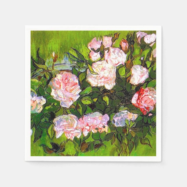 Van Gogh Still Life with Pink Roses Napkins (Front)