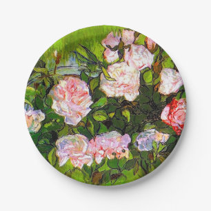 Van Gogh Still Life with Pink Roses Paper Plates