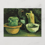 Van Gogh - Still Life with Pottery and Two Bottles Postcard<br><div class="desc">Still Life with Pottery and Two Bottles,   fine art painting by Vincent van Gogh</div>