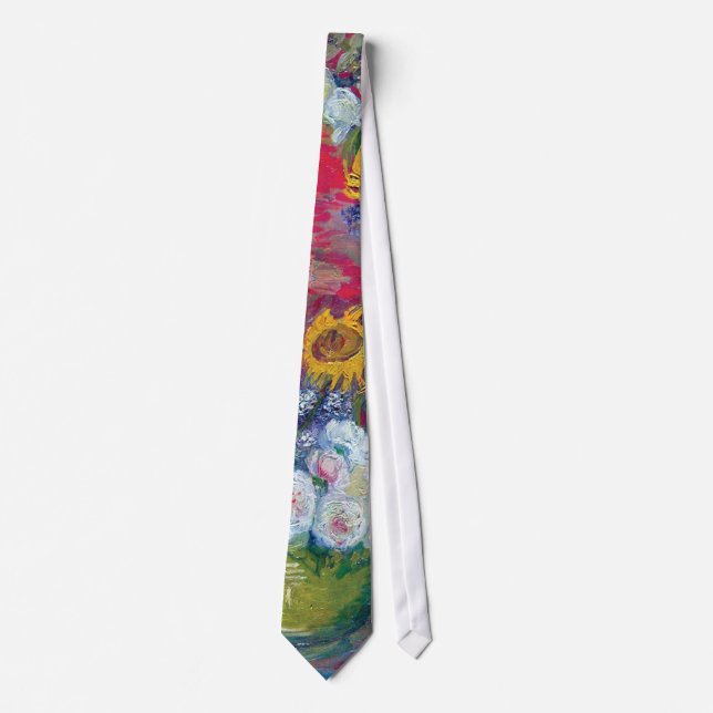 Van Gogh - Still Life With Roses And Sunflowers Neck Tie (Front)