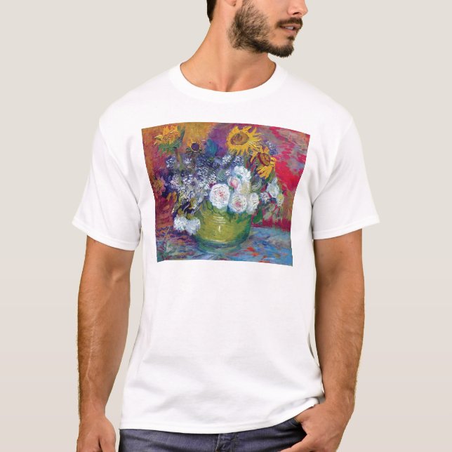 Van Gogh - Still Life With Roses And Sunflowers T-Shirt (Front)