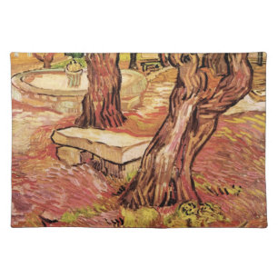 Van Gogh Stone Bench in Garden, St Paul Hospital Cloth Placemat