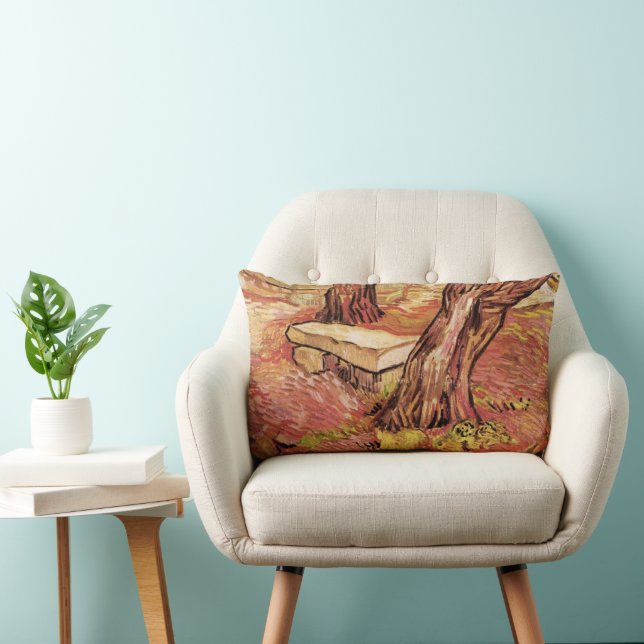 Van Gogh Stone Bench in Garden, St Paul Hospital Lumbar Pillow (Chair)