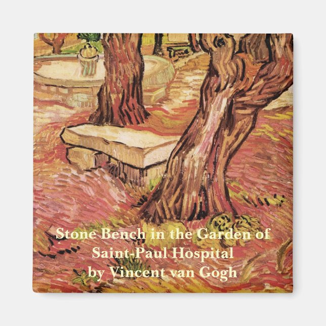 Van Gogh Stone Bench in Garden, St Paul Hospital Magnet (Front)