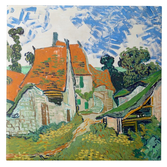 Van Gogh - Street in Auvers - sur-Oise Ceramic Til Tile (Front)