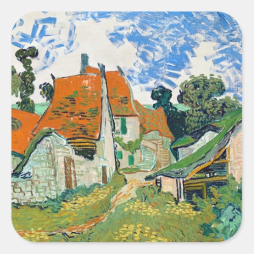 Van Gogh _ Street in Auvers _ sur_Oise Square Sticker