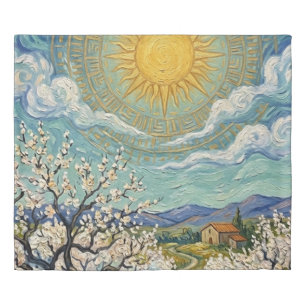 Van Gogh Style Almond Orchard Sunlit Blossom  Duvet Cover