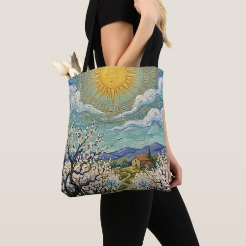 Van Gogh Style Almond Orchard Sunlit Blossom Fine  Tote Bag