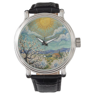 Van Gogh Style Almond Orchard Sunlit Blossom Fine Watch