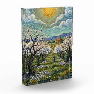 Van Gogh Style Almond Orchard Sunlit Spring  Photo Block