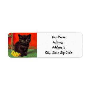 Van Gogh Style Black Cat Label