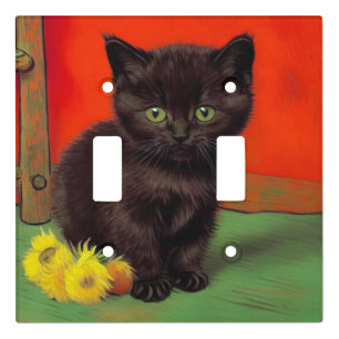 Van Gogh Style Black Cat Light Switch Cover