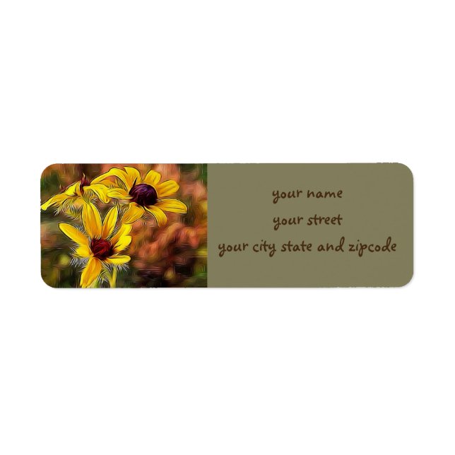 Van Gogh Style Black Eyed Susan Flowers Label (Front)