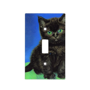 Van Gogh Style Black Kitten Light Switch Cover