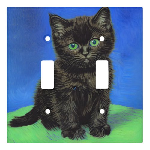 Van Gogh Style Black Kitten Light Switch Cover