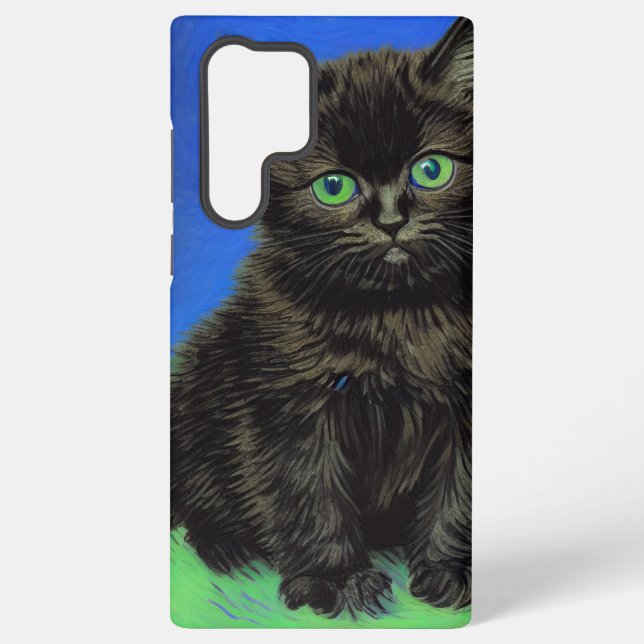 Van Gogh Style Black Kitten Samsung Galaxy Case (Back)