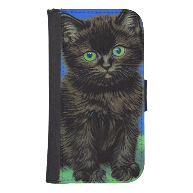 Van Gogh Style Black Kitten Samsung Galaxy Wallet Case (Front)