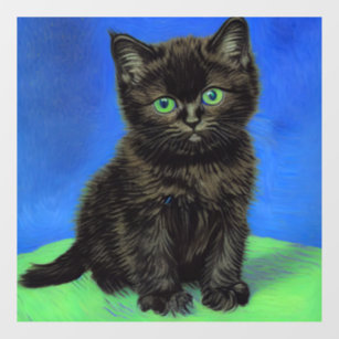 Van Gogh Style Black Kitten Window Cling