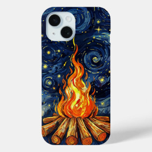 Van Gogh Style Campfire  iPhone 15 Case