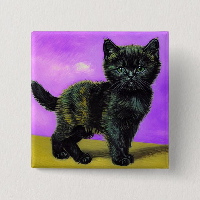 Van Gogh Style Cat Button (Front)