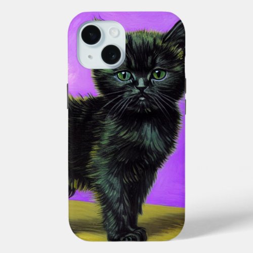 Van Gogh Style Cat iPhone 15 Case